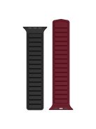 For Apple Watch Series 10 46mm / Ultra 2 Ultra 49mm /  Series 9 8 7 45mm / 6 5 4 SE (2023) SE (2022) SE 44mm / 3 2 1 42mm Silicone Watch Band Dual Color Magnetic Strap - Black+Wine Red