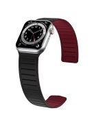 For Apple Watch Series 10 46mm / Ultra 2 Ultra 49mm /  Series 9 8 7 45mm / 6 5 4 SE (2023) SE (2022) SE 44mm / 3 2 1 42mm Silicone Watch Band Dual Color Magnetic Strap - Black+Wine Red