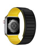 For Apple Watch Series 10 46mm / Ultra 2 Ultra 49mm /  Series 9 8 7 45mm / 6 5 4 SE (2023) SE (2022) SE 44mm / 3 2 1 42mm Silicone Watch Band Dual Color Magnetic Strap - Black+Yellow