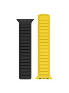 For Apple Watch Series 10 46mm / Ultra 2 Ultra 49mm /  Series 9 8 7 45mm / 6 5 4 SE (2023) SE (2022) SE 44mm / 3 2 1 42mm Silicone Watch Band Dual Color Magnetic Strap - Black+Yellow