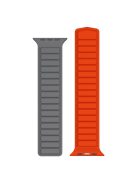 For Apple Watch Series 10 46mm / Ultra 2 Ultra 49mm /  Series 9 8 7 45mm / 6 5 4 SE (2023) SE (2022) SE 44mm / 3 2 1 42mm Silicone Watch Band Dual Color Magnetic Strap - Grey+Orange