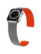 For Apple Watch Series 10 46mm / Ultra 2 Ultra 49mm /  Series 9 8 7 45mm / 6 5 4 SE (2023) SE (2022) SE 44mm / 3 2 1 42mm Silicone Watch Band Dual Color Magnetic Strap - Grey+Orange