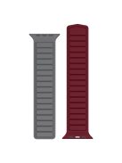 For Apple Watch Series 10 46mm / Ultra 2 Ultra 49mm /  Series 9 8 7 45mm / 6 5 4 SE (2023) SE (2022) SE 44mm / 3 2 1 42mm Silicone Watch Band Dual Color Magnetic Strap - Grey+Wine Red