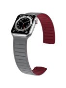 For Apple Watch Series 10 46mm / Ultra 2 Ultra 49mm /  Series 9 8 7 45mm / 6 5 4 SE (2023) SE (2022) SE 44mm / 3 2 1 42mm Silicone Watch Band Dual Color Magnetic Strap - Grey+Wine Red