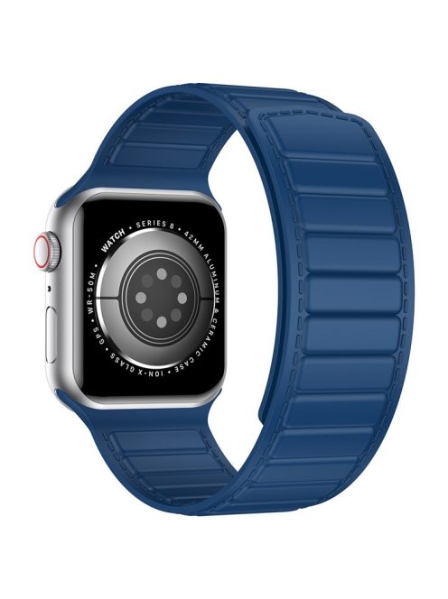 For Apple Watch Series 10 46mm / Ultra 2 Ultra 49mm /  Series 9 8 7 45mm / 6 5 4 SE (2023) SE (2022) SE 44mm / 3 2 1 42mm Silicone Watch Band Dual Color Magnetic Strap - Midnight Blue