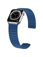 For Apple Watch Series 10 46mm / Ultra 2 Ultra 49mm /  Series 9 8 7 45mm / 6 5 4 SE (2023) SE (2022) SE 44mm / 3 2 1 42mm Silicone Watch Band Dual Color Magnetic Strap - Midnight Blue