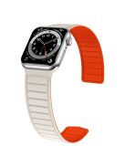 For Apple Watch Series 10 46mm / Ultra 2 Ultra 49mm /  Series 9 8 7 45mm / 6 5 4 SE (2023) SE (2022) SE 44mm / 3 2 1 42mm Silicone Watch Band Dual Color Magnetic Strap - Starlight+Orange