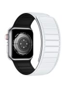 For Apple Watch Series 10 46mm / Ultra 2 Ultra 49mm /  Series 9 8 7 45mm / 6 5 4 SE (2023) SE (2022) SE 44mm / 3 2 1 42mm Silicone Watch Band Dual Color Magnetic Strap - White+Black