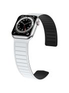 For Apple Watch Series 10 46mm / Ultra 2 Ultra 49mm /  Series 9 8 7 45mm / 6 5 4 SE (2023) SE (2022) SE 44mm / 3 2 1 42mm Silicone Watch Band Dual Color Magnetic Strap - White+Black