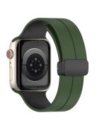 For Apple Watch Series 10 46mm / Ultra 2 Ultra 49mm /  Series 9 8 7 45mm / 6 5 4 SE (2023) SE (2022) SE 44mm / 3 2 1 42mm Silicone Watch Band Magnetic Buckle Wrist Strap - Army Green / Black