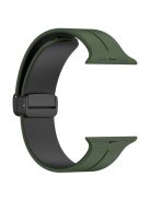 For Apple Watch Series 10 46mm / Ultra 2 Ultra 49mm /  Series 9 8 7 45mm / 6 5 4 SE (2023) SE (2022) SE 44mm / 3 2 1 42mm Silicone Watch Band Magnetic Buckle Wrist Strap - Army Green / Black