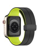 For Apple Watch Series 10 46mm / Ultra 2 Ultra 49mm /  Series 9 8 7 45mm / 6 5 4 SE (2023) SE (2022) SE 44mm / 3 2 1 42mm Silicone Watch Band Magnetic Buckle Wrist Strap - Black / Green