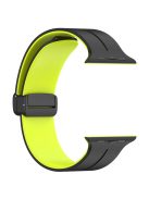 For Apple Watch Series 10 46mm / Ultra 2 Ultra 49mm /  Series 9 8 7 45mm / 6 5 4 SE (2023) SE (2022) SE 44mm / 3 2 1 42mm Silicone Watch Band Magnetic Buckle Wrist Strap - Black / Green