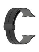 For Apple Watch Series 10 46mm / Ultra 2 Ultra 49mm /  Series 9 8 7 45mm / 6 5 4 SE (2023) SE (2022) SE 44mm / 3 2 1 42mm Silicone Watch Band Magnetic Buckle Wrist Strap - Black / Grey