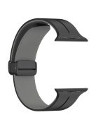 For Apple Watch Series 10 46mm / Ultra 2 Ultra 49mm /  Series 9 8 7 45mm / 6 5 4 SE (2023) SE (2022) SE 44mm / 3 2 1 42mm Silicone Watch Band Magnetic Buckle Wrist Strap - Black / Grey