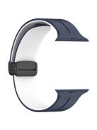 For Apple Watch Series 10 46mm / Ultra 2 Ultra 49mm /  Series 9 8 7 45mm / 6 5 4 SE (2023) SE (2022) SE 44mm / 3 2 1 42mm Silicone Watch Band Magnetic Buckle Wrist Strap - Midnight Blue / White