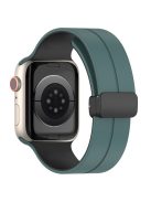 For Apple Watch Series 10 46mm / Ultra 2 Ultra 49mm /  Series 9 8 7 45mm / 6 5 4 SE (2023) SE (2022) SE 44mm / 3 2 1 42mm Silicone Watch Band Magnetic Buckle Wrist Strap - Olive Green / Black