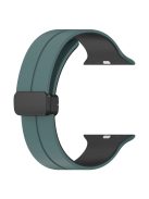 For Apple Watch Series 10 46mm / Ultra 2 Ultra 49mm /  Series 9 8 7 45mm / 6 5 4 SE (2023) SE (2022) SE 44mm / 3 2 1 42mm Silicone Watch Band Magnetic Buckle Wrist Strap - Olive Green / Black