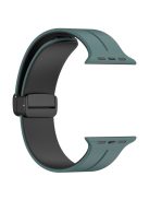 For Apple Watch Series 10 46mm / Ultra 2 Ultra 49mm /  Series 9 8 7 45mm / 6 5 4 SE (2023) SE (2022) SE 44mm / 3 2 1 42mm Silicone Watch Band Magnetic Buckle Wrist Strap - Olive Green / Black