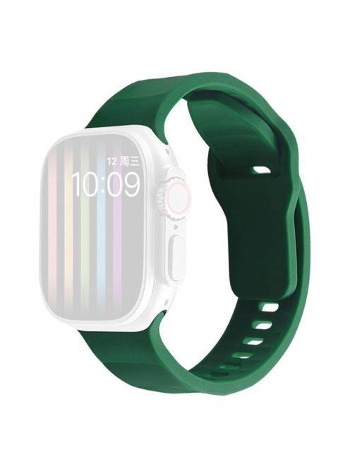 For Apple Watch Series 10 46mm / Ultra 2 Ultra 49mm /  Series 9 8 7 45mm / 6 5 4 SE (2023) SE (2022) SE 44mm / 3 2 1 42mm Silicone Watch Band Wavy Square Buckle Watch Strap - Green