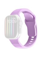 For Apple Watch Series 10 46mm / Ultra 2 Ultra 49mm /  Series 9 8 7 45mm / 6 5 4 SE (2023) SE (2022) SE 44mm / 3 2 1 42mm Silicone Watch Band Wavy Square Buckle Watch Strap - Lavender