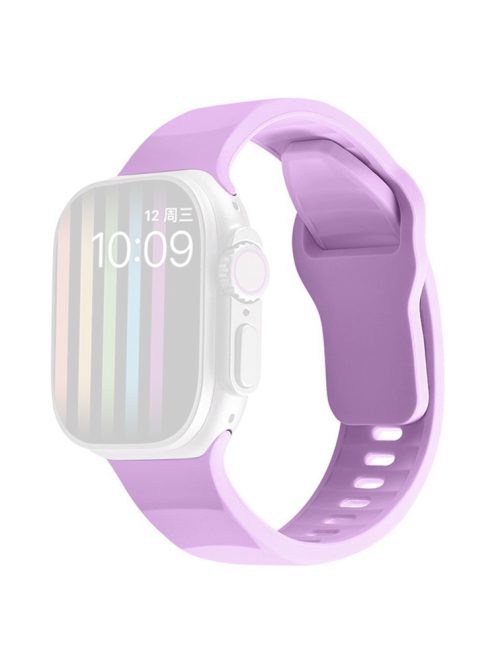 For Apple Watch Series 10 46mm / Ultra 2 Ultra 49mm /  Series 9 8 7 45mm / 6 5 4 SE (2023) SE (2022) SE 44mm / 3 2 1 42mm Silicone Watch Band Wavy Square Buckle Watch Strap - Lavender