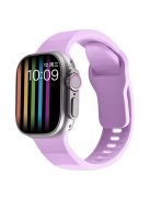 For Apple Watch Series 10 46mm / Ultra 2 Ultra 49mm /  Series 9 8 7 45mm / 6 5 4 SE (2023) SE (2022) SE 44mm / 3 2 1 42mm Silicone Watch Band Wavy Square Buckle Watch Strap - Lavender