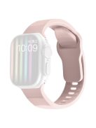 For Apple Watch Series 10 46mm / Ultra 2 Ultra 49mm /  Series 9 8 7 45mm / 6 5 4 SE (2023) SE (2022) SE 44mm / 3 2 1 42mm Silicone Watch Band Wavy Square Buckle Watch Strap - Light Pink