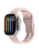 For Apple Watch Series 10 46mm / Ultra 2 Ultra 49mm /  Series 9 8 7 45mm / 6 5 4 SE (2023) SE (2022) SE 44mm / 3 2 1 42mm Silicone Watch Band Wavy Square Buckle Watch Strap - Light Pink