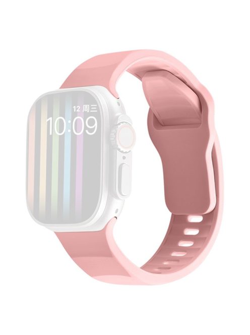 For Apple Watch Series 10 46mm / Ultra 2 Ultra 49mm /  Series 9 8 7 45mm / 6 5 4 SE (2023) SE (2022) SE 44mm / 3 2 1 42mm Silicone Watch Band Wavy Square Buckle Watch Strap - Pink