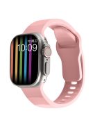 For Apple Watch Series 10 46mm / Ultra 2 Ultra 49mm /  Series 9 8 7 45mm / 6 5 4 SE (2023) SE (2022) SE 44mm / 3 2 1 42mm Silicone Watch Band Wavy Square Buckle Watch Strap - Pink