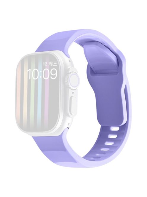 For Apple Watch Series 10 46mm / Ultra 2 Ultra 49mm /  Series 9 8 7 45mm / 6 5 4 SE (2023) SE (2022) SE 44mm / 3 2 1 42mm Silicone Watch Band Wavy Square Buckle Watch Strap - Purple