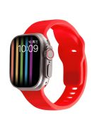 For Apple Watch Series 10 46mm / Ultra 2 Ultra 49mm /  Series 9 8 7 45mm / 6 5 4 SE (2023) SE (2022) SE 44mm / 3 2 1 42mm Silicone Watch Band Wavy Square Buckle Watch Strap - Red