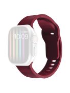 For Apple Watch Series 10 46mm / Ultra 2 Ultra 49mm /  Series 9 8 7 45mm / 6 5 4 SE (2023) SE (2022) SE 44mm / 3 2 1 42mm Silicone Watch Band Wavy Square Buckle Watch Strap - Wine Red