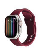 For Apple Watch Series 10 46mm / Ultra 2 Ultra 49mm /  Series 9 8 7 45mm / 6 5 4 SE (2023) SE (2022) SE 44mm / 3 2 1 42mm Silicone Watch Band Wavy Square Buckle Watch Strap - Wine Red