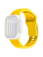 For Apple Watch Series 10 46mm / Ultra 2 Ultra 49mm /  Series 9 8 7 45mm / 6 5 4 SE (2023) SE (2022) SE 44mm / 3 2 1 42mm Silicone Watch Band Wavy Square Buckle Watch Strap - Yellow