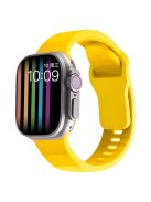 For Apple Watch Series 10 46mm / Ultra 2 Ultra 49mm /  Series 9 8 7 45mm / 6 5 4 SE (2023) SE (2022) SE 44mm / 3 2 1 42mm Silicone Watch Band Wavy Square Buckle Watch Strap - Yellow