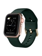 For Apple Watch Series 10 46mm / Ultra 2 Ultra 49mm /  Series 9 8 7 45mm / 6 5 4 SE (2023) SE (2022) SE 44mm / 3 2 1 42mm Silicone Watch Strap Adjustable Watch Band - Blackish Green