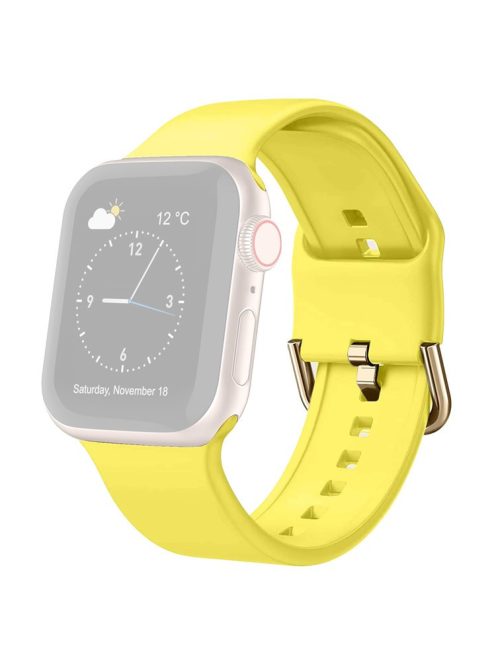 For Apple Watch Series 10 46mm / Ultra 2 Ultra 49mm /  Series 9 8 7 45mm / 6 5 4 SE (2023) SE (2022) SE 44mm / 3 2 1 42mm Silicone Watch Strap Adjustable Watch Band - Lemon Yellow