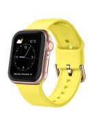 For Apple Watch Series 10 46mm / Ultra 2 Ultra 49mm /  Series 9 8 7 45mm / 6 5 4 SE (2023) SE (2022) SE 44mm / 3 2 1 42mm Silicone Watch Strap Adjustable Watch Band - Lemon Yellow