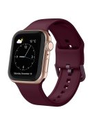 For Apple Watch Series 10 46mm / Ultra 2 Ultra 49mm /  Series 9 8 7 45mm / 6 5 4 SE (2023) SE (2022) SE 44mm / 3 2 1 42mm Silicone Watch Strap Adjustable Watch Band - Wine Red