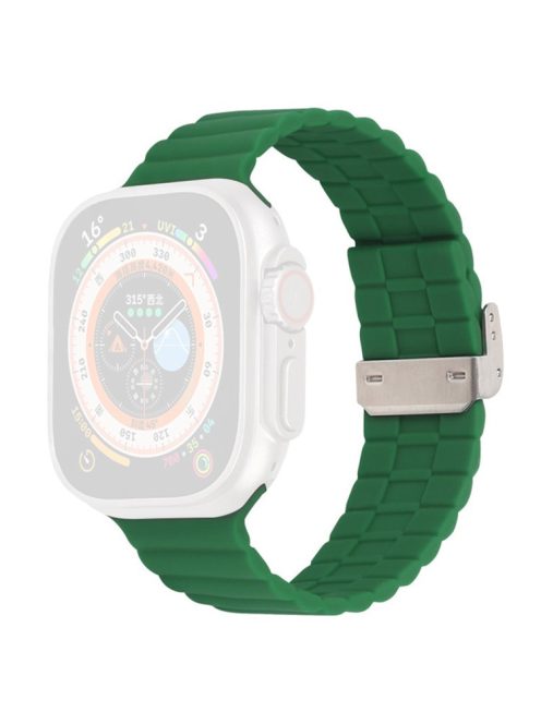 For Apple Watch Series 10 46mm / Ultra 2 Ultra 49mm /  Series 9 8 7 45mm / 6 5 4 SE (2023) SE (2022) SE 44mm / 3 2 1 42mm Silicone Watch Strap Clip Buckle Watch Band - Army Green