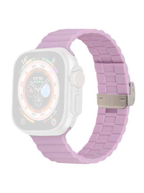 For Apple Watch Series 10 46mm / Ultra 2 Ultra 49mm /  Series 9 8 7 45mm / 6 5 4 SE (2023) SE (2022) SE 44mm / 3 2 1 42mm Silicone Watch Strap Clip Buckle Watch Band - Light Purple