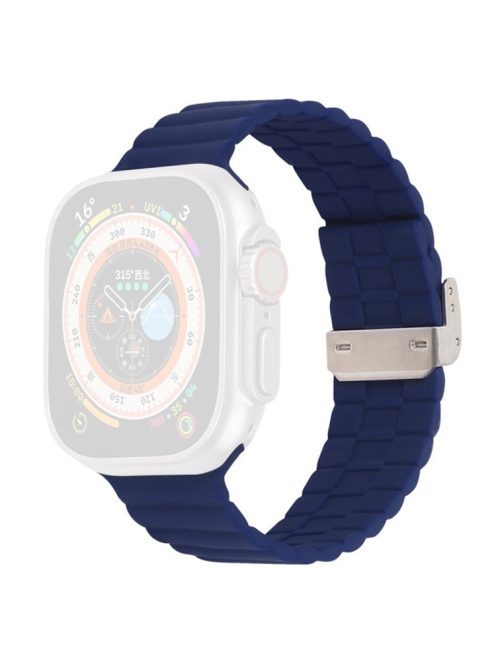 For Apple Watch Series 10 46mm / Ultra 2 Ultra 49mm /  Series 9 8 7 45mm / 6 5 4 SE (2023) SE (2022) SE 44mm / 3 2 1 42mm Silicone Watch Strap Clip Buckle Watch Band - Midnight Blue