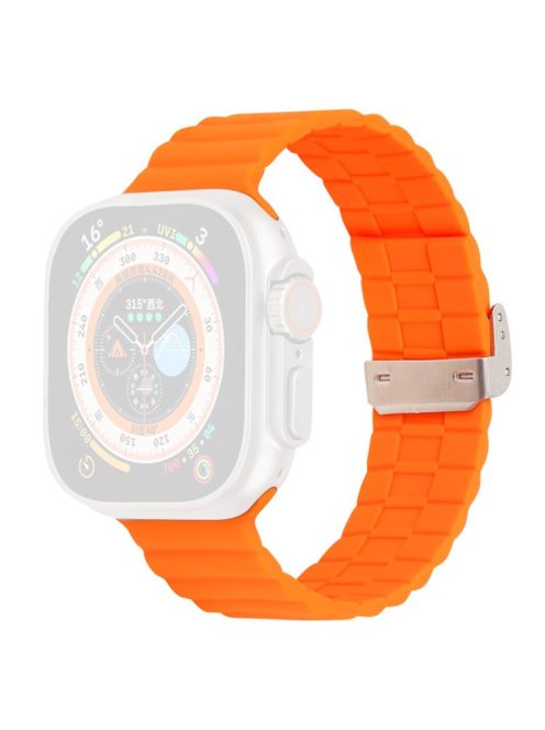 For Apple Watch Series 10 46mm / Ultra 2 Ultra 49mm /  Series 9 8 7 45mm / 6 5 4 SE (2023) SE (2022) SE 44mm / 3 2 1 42mm Silicone Watch Strap Clip Buckle Watch Band - Orange