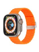 For Apple Watch Series 10 46mm / Ultra 2 Ultra 49mm /  Series 9 8 7 45mm / 6 5 4 SE (2023) SE (2022) SE 44mm / 3 2 1 42mm Silicone Watch Strap Clip Buckle Watch Band - Orange