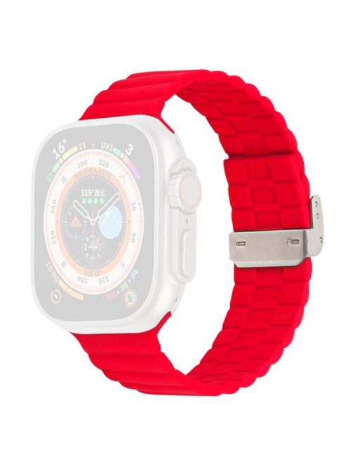 For Apple Watch Series 10 46mm / Ultra 2 Ultra 49mm /  Series 9 8 7 45mm / 6 5 4 SE (2023) SE (2022) SE 44mm / 3 2 1 42mm Silicone Watch Strap Clip Buckle Watch Band - Red