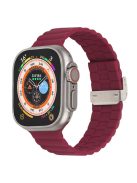 For Apple Watch Series 10 46mm / Ultra 2 Ultra 49mm /  Series 9 8 7 45mm / 6 5 4 SE (2023) SE (2022) SE 44mm / 3 2 1 42mm Silicone Watch Strap Clip Buckle Watch Band - Wine Red