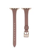 For Apple Watch Series 10 46mm / Ultra 2 Ultra 49mm /  Series 9 8 7 45mm / 6 5 4 SE (2023) SE (2022) SE 44mm / 3 2 1 42mm Slim Watch Strap Genuine Cow Leather Watch Band - Deep Pink