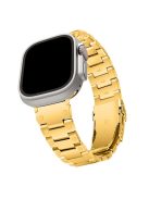 For Apple Watch Series 10 46mm / Ultra 2 Ultra 49mm /  Series 9 8 7 45mm / 6 5 4 SE (2023) SE (2022) SE 44mm / 3 2 1 42mm Smart Watch Band Stainless Steel Strap - Gold